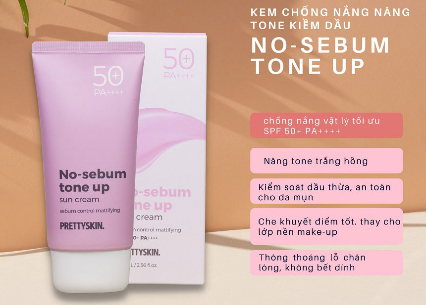 Kem chong nang Pretty Skin No sebum Tone Up Sun Cream 6 Kem chống nắng Pretty Skin No-sebum Tone Up Sun Cream
