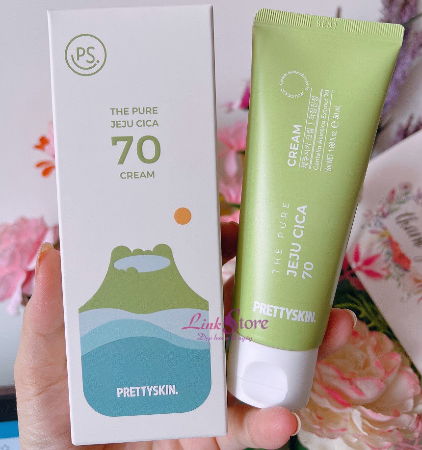 Kem dưỡng rau má Pretty Skin The Pure Jeju Cica 70 Cream