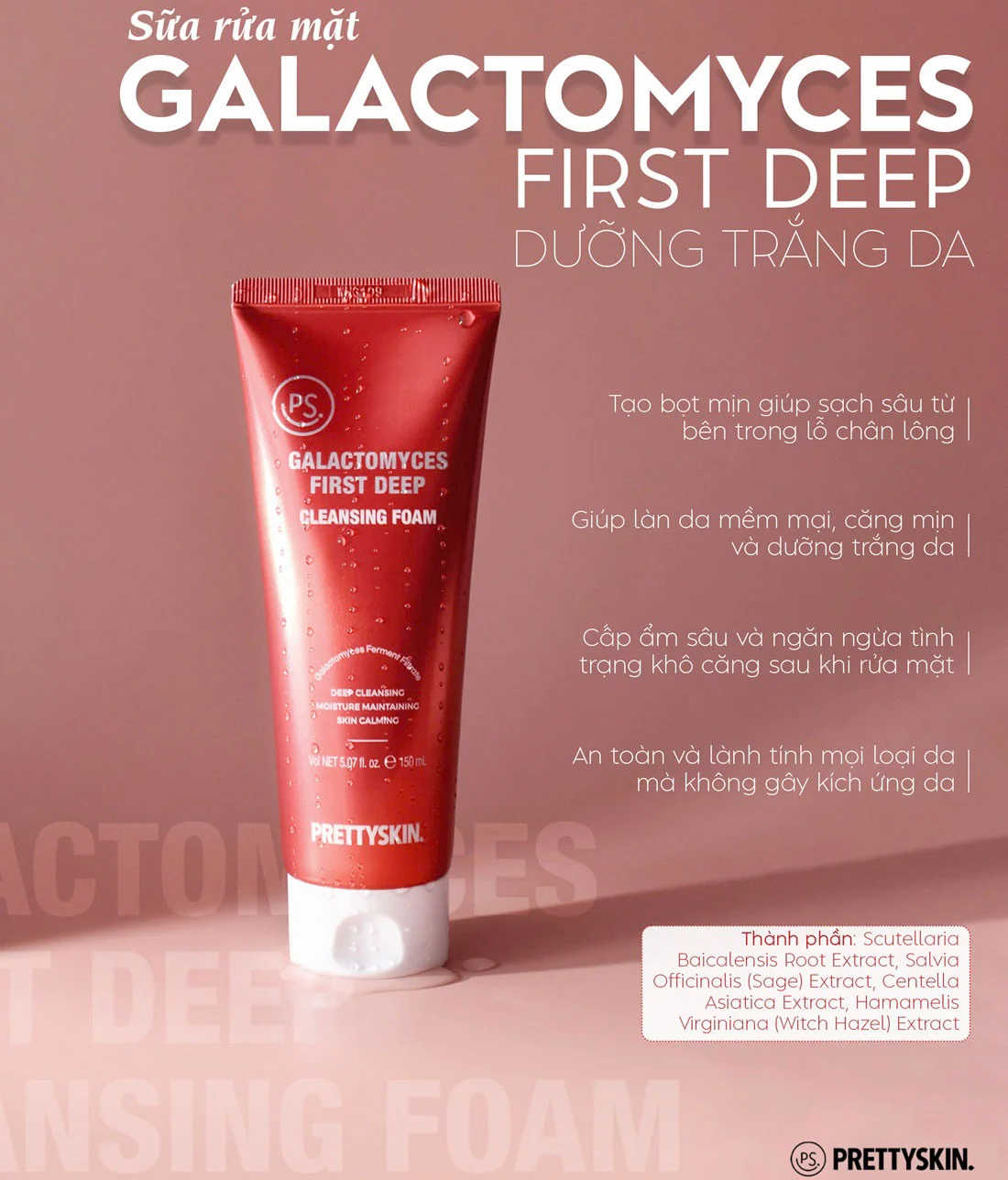 Sữa rửa mặt Pretty Skin Galactomyces First Deep Cleansing Foam