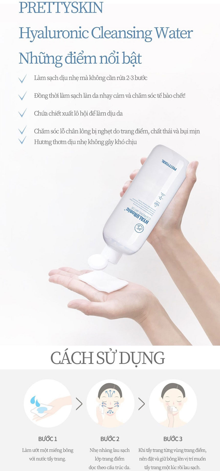 Tẩy trang Pretty Skin HyaluRonic Cleansing Water