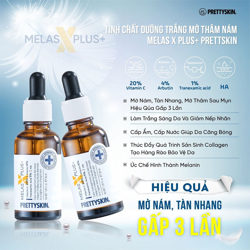 Tinh chất trị nám tàn nhang Pretty Skin Melas Plus+