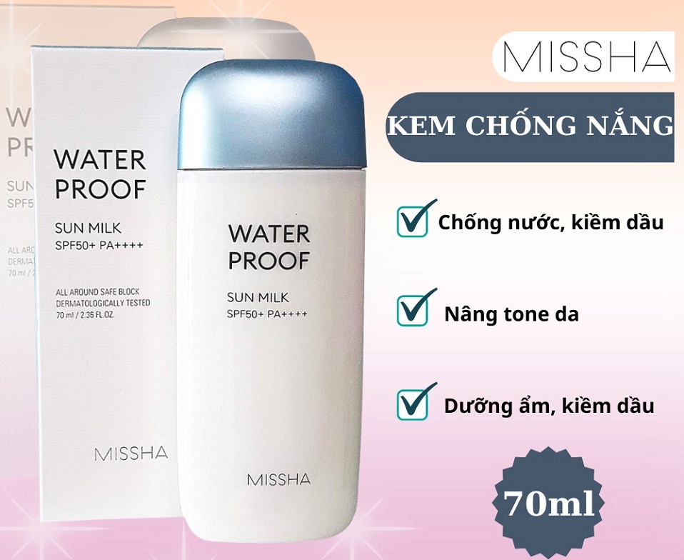 Kem chống nắng Missha Waterproof Sun Milk SPF50+ PA++++