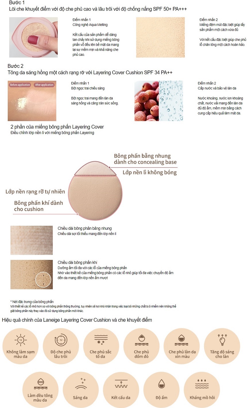 Phấn nước Laneige Layering Cover Cushion & Concealing Base