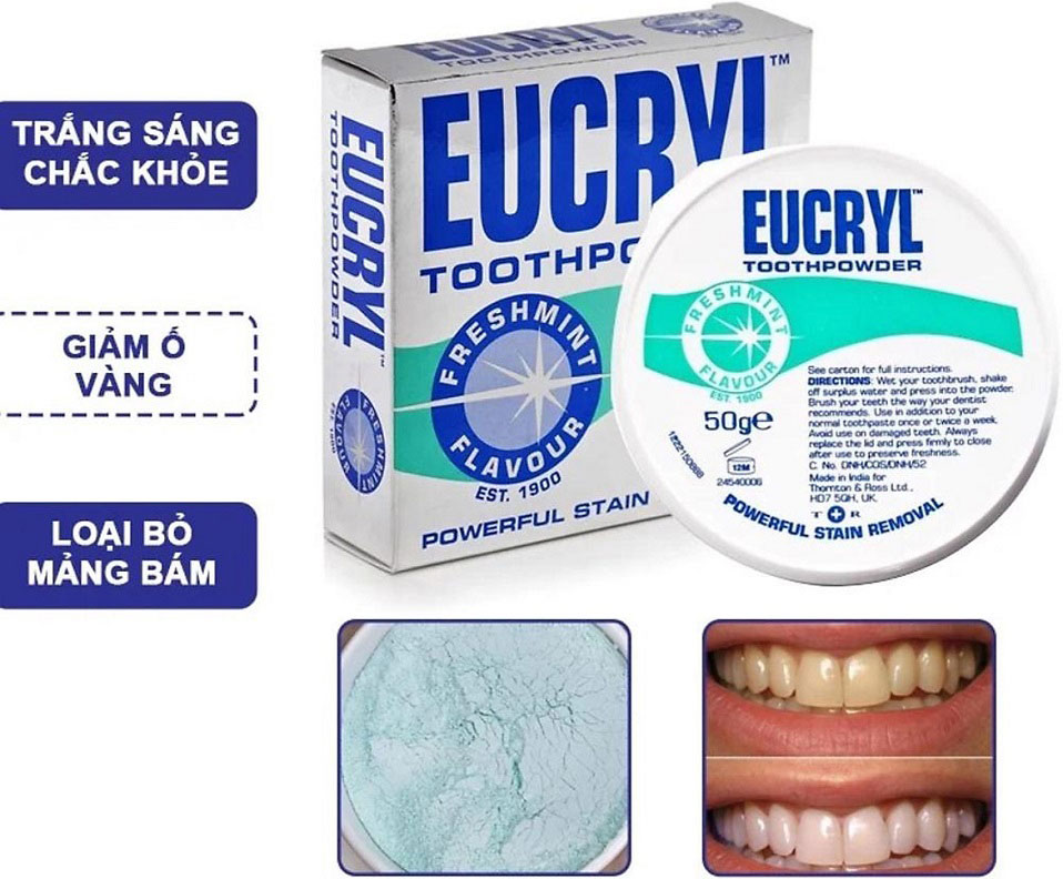 Bột tẩy trắng răng Eucryl Toothpowder Powerful Stain Removal