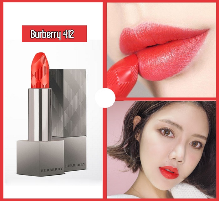 Son Burberry Lip Velvet No.412 Orange Red đỏ cam