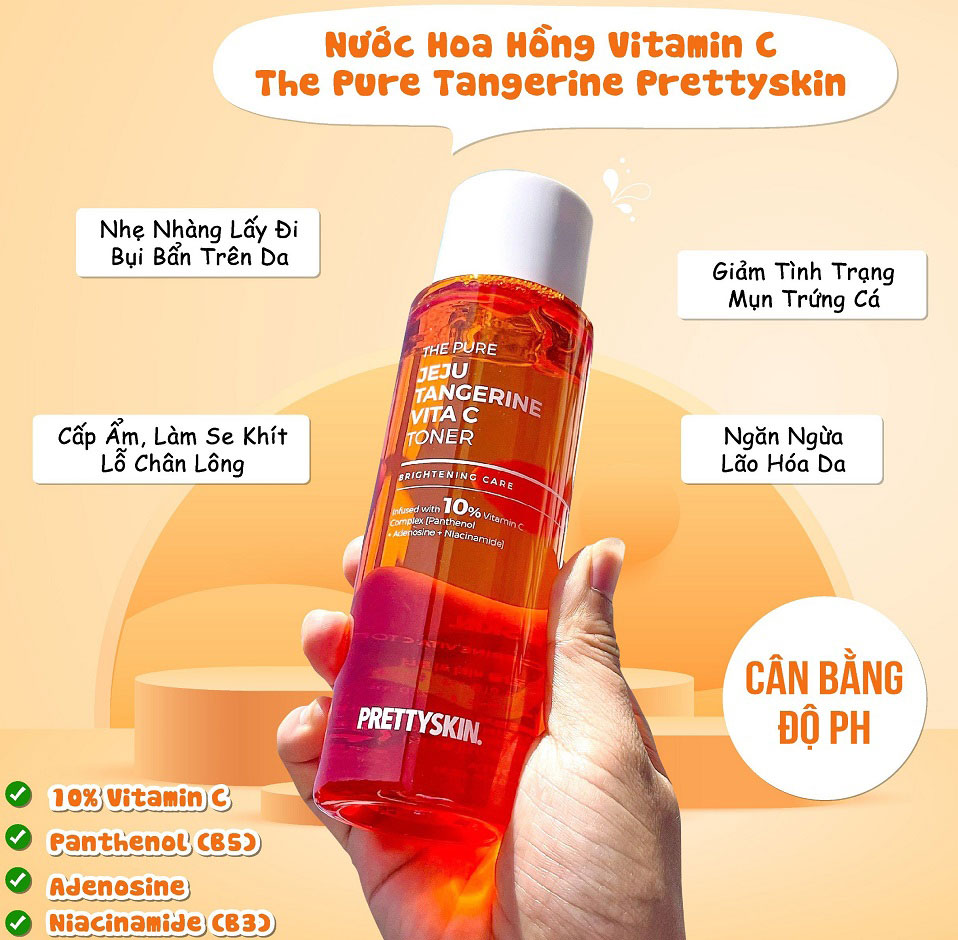 Nuoc hoa hong Vitamin C Pretty Skin The Pure Jeju Tangerine Vita C Toner 7 Nước hoa hồng Pretty Skin The Pure Jeju Tangerine Vita C Toner