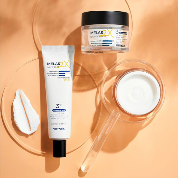 Kem dưỡng trắng ngày đêm Pretty Skin Melas 2X Cream