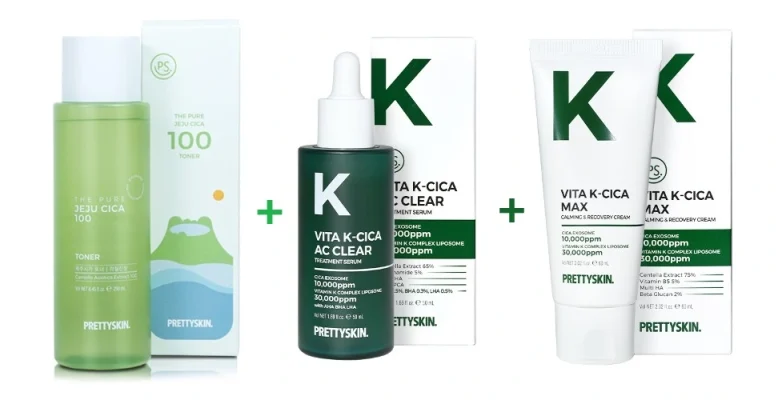 Combo 3 sản phẩm Pretty Skin trị mụn, phục hồi, căng bóng da
