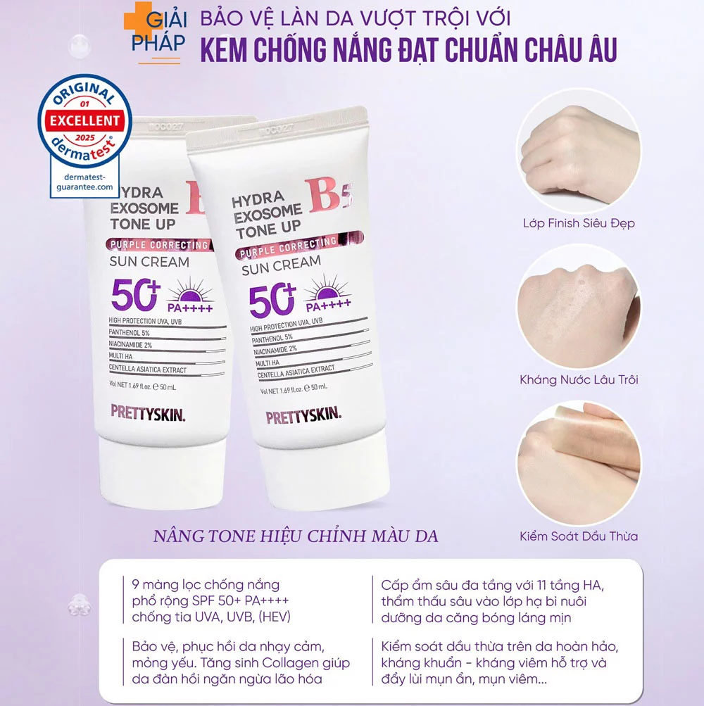 Kem chống nắng nâng tông Pretty Skin Hydra B5 Exosome Tone Up