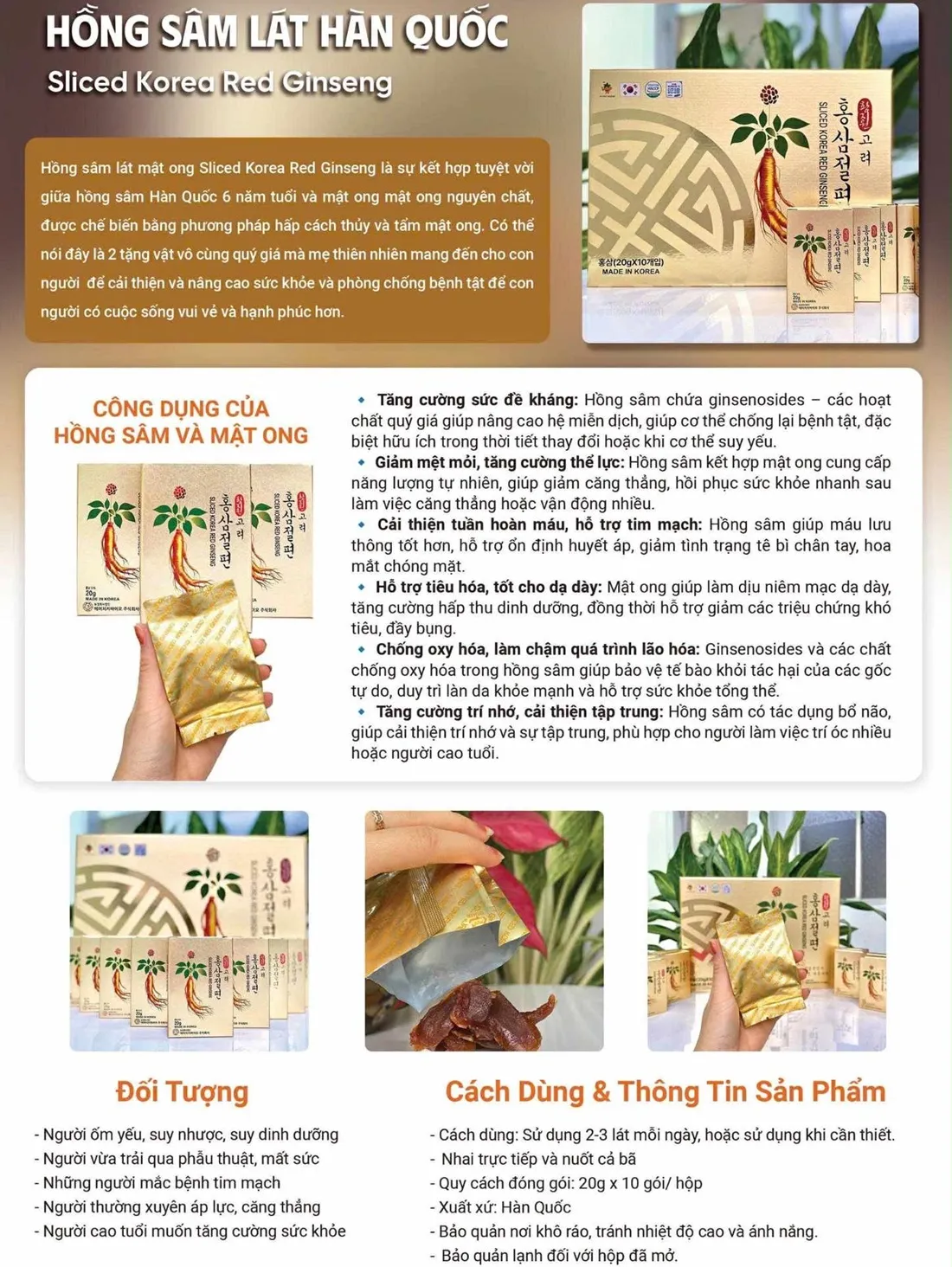Sâm thái lát tẩm mật ong Sliced Korea Red Ginseng Hàn Quốc